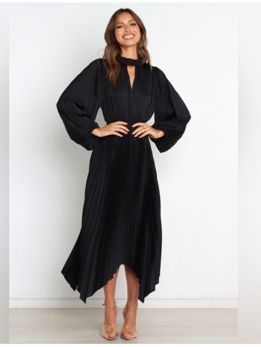 Petal & Pup Eloise Long Sleeve Pleated Midi Dress Size 10